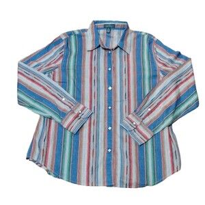 Vintage Lauren Ralph Lauren Cotton Stripe Western Button Long Sleeve Shirt XL